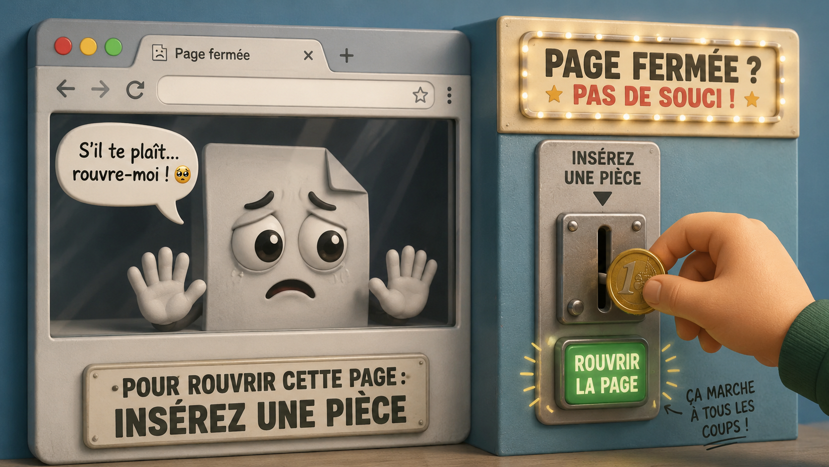 Page web à rouvrir avec une pièce